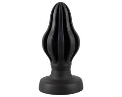 ANOS - rebrované mäkké análne dildo - 5 cm (čierne)