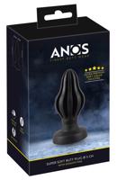 ANOS - super mäkké, rebrované análne dildo - 5 cm (čierne)