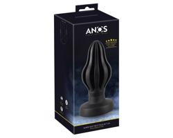 ANOS - supermäkký, rebrovaný análny dildo - 7cm (čierna)