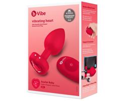 b-vibe heart - akumulátorový, rádiový análny vibrátor (červený)