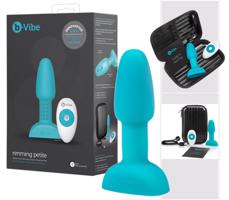 b-Vibe Rimming - rotujúci perlový análny vibrátor (tyrkysový)