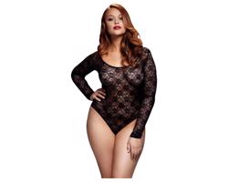 BACI Plus Size - dlhý rukáv, čipkované body - čierne (XL-XXL)