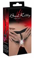 Bad Kitty - nohavičky s klipsami na klitoris fialovo-čierne (S-L)