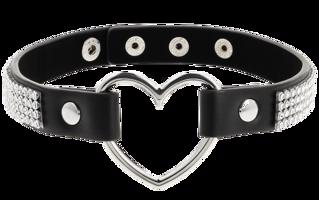 COQUETTE CHIC DESIRE - VEGAN LEATHER CHOKER WITH HEART