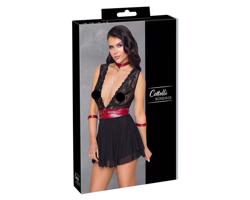 Cottelli Bondage - čipkované babydoll s páskou na krk (čierne)