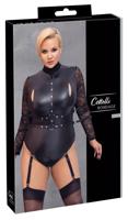 Cottelli Bondage Plus Size - čipkované body s rukávmi (čierne)