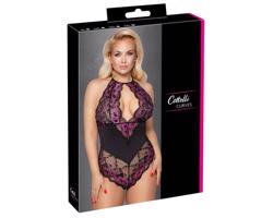 Cottelli Plus Size - kvetinové body (čierna-fialová)