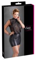 Cottelli Plus Size - lesklé šifónové šaty (čierne)