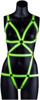 Dámsky zeleno-čierny svietiaci harness Glow Bondage, L–XL