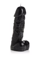 Dark Pecker - telová sviečka - penis s semenníkmi - čierna (352g)
