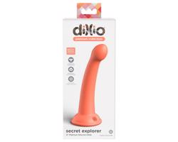 Dillio Secret Explorer - prísavkový žaluďový dildo (17 cm) - oranžový