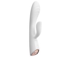 Dorcel Flexi Rabbit - vyhrievací vibrátor s králičím ramenom (biely)