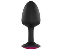 Dorcel Geisha Plug Ruby M - análny kolík s ružovým kameňom (čierny)