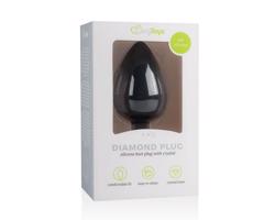 Easytoys Diamond - análny kolík s bielym kamienkom (veľký) - čierny