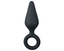 Easytoys Pointy Plug - análny dildo s úchytovým krúžkom - stredný (čierny)