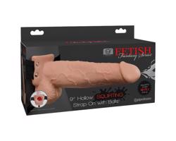 Fetish Strap-On 9 - dutý, striekajúci pripínací dildo (naturálny)