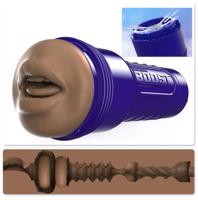 Fleshlight Boost Blow - realistický masturbátor do úst (hnedý)