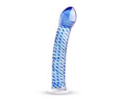 Gildo Glass No. 5 - špirálové sklenené dildo (priehľadné-modré)