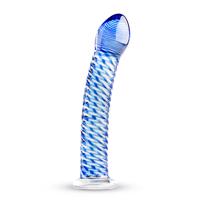 Gildo Glass No. 5 - špirálové sklenené dildo (priesvitné modré)