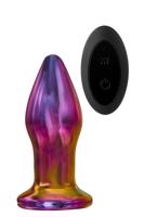 Glamour Glass - kónický, rádiom riadený, sklenený análny vibrátor (farebný)