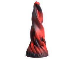 Hell Kiss Dildo - krútený silikón, 19 cm (červený)