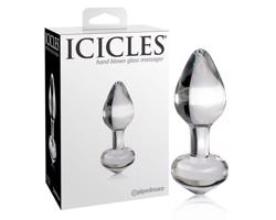 Icicles č. 44 - sklenený análny kolík (priehľadný)