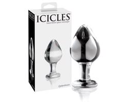 Icicles No. 25 - kužeľovitý, sklenený análny dildo (priehľadný)