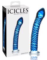 Icicles No. 29 - špirálové sklenené dildo s penisom (modré)