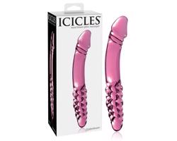 Icicles No. 57 - ružové obojstranné sklené dildo s penisovým koncom