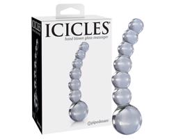 Icicles No. 66 - oblúkovitý, guľovitý, sklenený dildo (priehľadný)