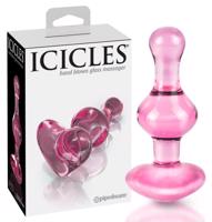 Icicles No. 75 - sklenené análne dildo v tvare srdca (ružové)