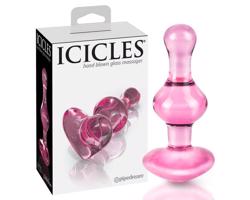 Icicles No. 75 - srdcový, sklenený análny dildo (ružový)