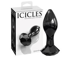 Icicles No. 78 - čierny sklenený anál kúpeľňový plug