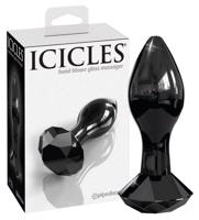 Icicles No. 78 - kónické sklenené análne dildo (čierne)