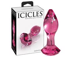 Icicles No. 79 - kužeľové sklenené análne dildo (ružové)