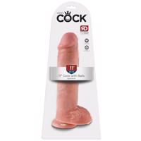 King Cock 11 - prísavkový dildo s semenníkmi (28 cm) - prírodný