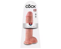 King Cock 11 - s prísavkou a semenníkmi (28cm) - prírodný