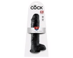 King Cock 11 - veľké prísavkové dildo s semenníkmi (28cm) - čierne