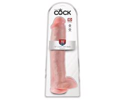 King Cock 15 - prísavný dildo so semenníkmi (38 cm) - naturálny