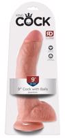 King Cock 9 - veľké upínacie, testikulárne dildo (23 cm) - prírodné
