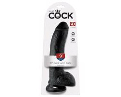 King Cock 9 - veľký prísavkový dildo s semenníkmi (23 cm) - čierny