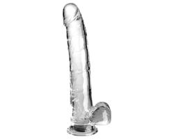 King Cock Clear 11 - dildo so semenníkmi (priehľadné)