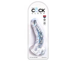 King Cock Clear 7,5 - priesavkový dildó s semenníkmi (19cm)