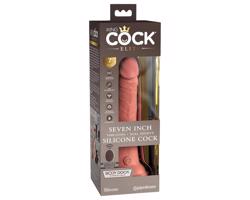 King Cock Elite 7 - prísavkový, diaľkovo ovládaný vibrátor 18 cm - prírodný