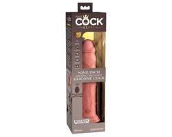 King Cock Elite 9 - prísavný vibrátor 23 cm - prírodný