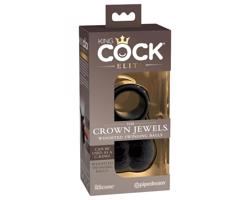 King Cock Elite Crown Jewels - kyvné semenníky, nadstavec na penis (čierny)