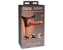 King Cock Elite pohodlie - strap-on dildo s postrojom (tmavá prírodná)