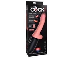 King Cock Plus 6,5 - pulzujúci vibrátor s semenníkmi - prírodný