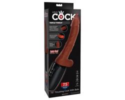 King Cock Plus 7,5 - hýbajúci sa vibrátor s miešaním (hnedý)