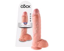 Král Cock 10 semenník veľké dildo (25 cm) - naturálny